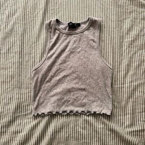 Forever 21 Gray Ribbed Crop Tank Top